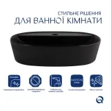 Комплект Qtap Scorpio: Раковина накладная овальная 500x380x120 мм Matt Black + Донный клапан PU03 Фото - 2