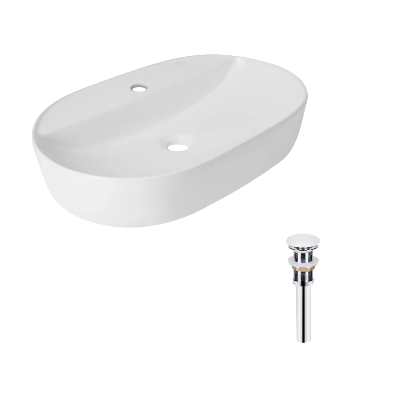 Комплект Qtap Scorpio: Раковина накладна овальна 600х400х120 мм White + Донний клапан PU02