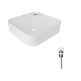 Комплект Qtap Stork: Раковина накладная квадратная 430x430x125 мм White + Донный клапан PU02