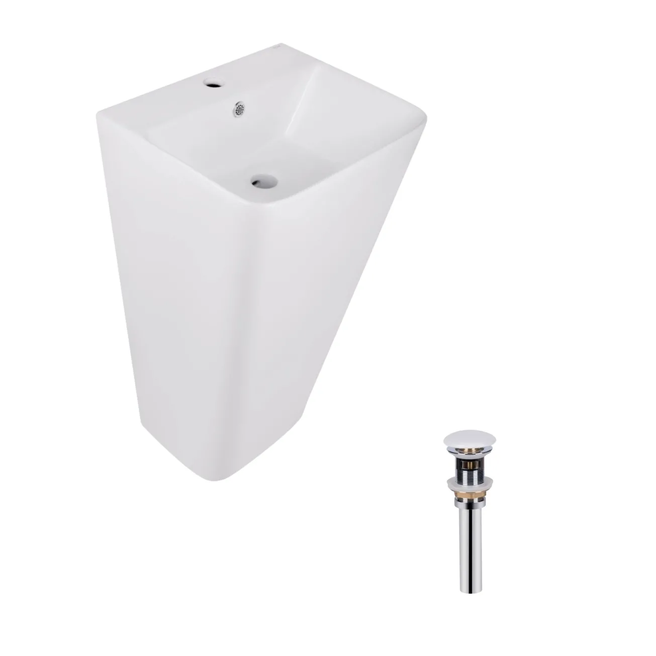 Комплект Qtap Tern: Раковина напольна моноблок 440х380х830 мм White + Донний клапан PU02O