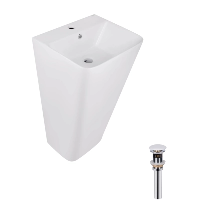 Комплект Qtap Tern: Раковина напольна моноблок 440х380х830 мм White + Донний клапан PU02O