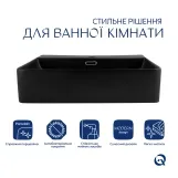 Комплект Qtap Nando LT: Раковина подвесная прямоугольная 500х420х130 мм Matt Black + Донный клапан PU03O Фото - 2