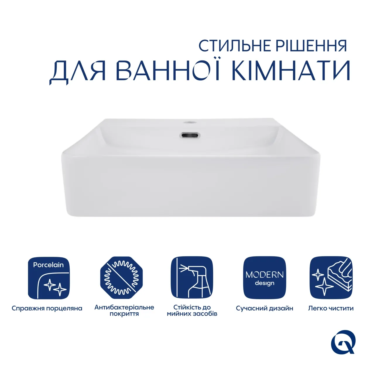 Комплект Qtap Nando LT: Раковина подвесная прямоугольная 500х420х130 мм White + Донный клапан PU02O Фото - 2