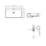 Комплект Qtap Nando LT: Раковина подвесная прямоугольная 610х420х140 мм White + Донный клапан PU02O Фото - 1