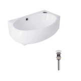 Комплект Qtap Leo: Раковина підвісна овальна права 430x285x160 мм White + Донний клапан PU02O