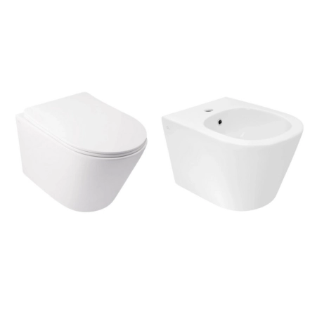 Комплект Qtap Swan 2 в 1: унитаз подвесной Rimless + биде подвесное (SD00053559)