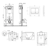Готовое решение Qtap для ванной комнаты: подвесной унитаз Tern 525x345x360 + комплект инсталляции Nest 4 в 1 (квадратная клавиша Chrome) Фото - 1