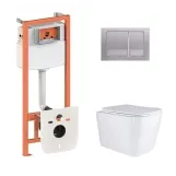 Готовое решение Qtap для ванной комнаты: подвесной унитаз Tern 525x345x360 + комплект инсталляции Nest 4 в 1 (квадратная клавиша Satin)
