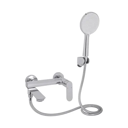 Смеситель для ванны Qtap Evia с поворотным изливом (с душевым гарнитуром) QTEVI260CRM47578 Chrome