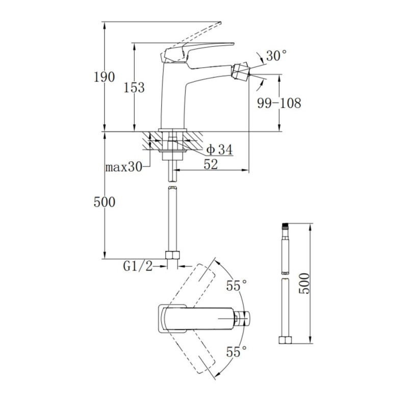 Змішувач для біде Qtap Tern QTTER255CRM47589 Chrome (SD00053713) Фото - 6