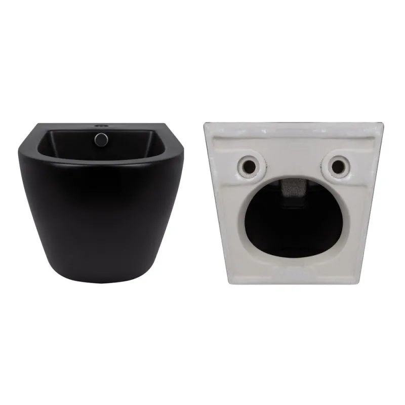 Комплект Qtap Robin Matt Black 2 в 1: унитаз подвесной Ultra Quiet QT13332381АSMB + биде подвесное QT1355046FMB (SD00053752) Фото - 1