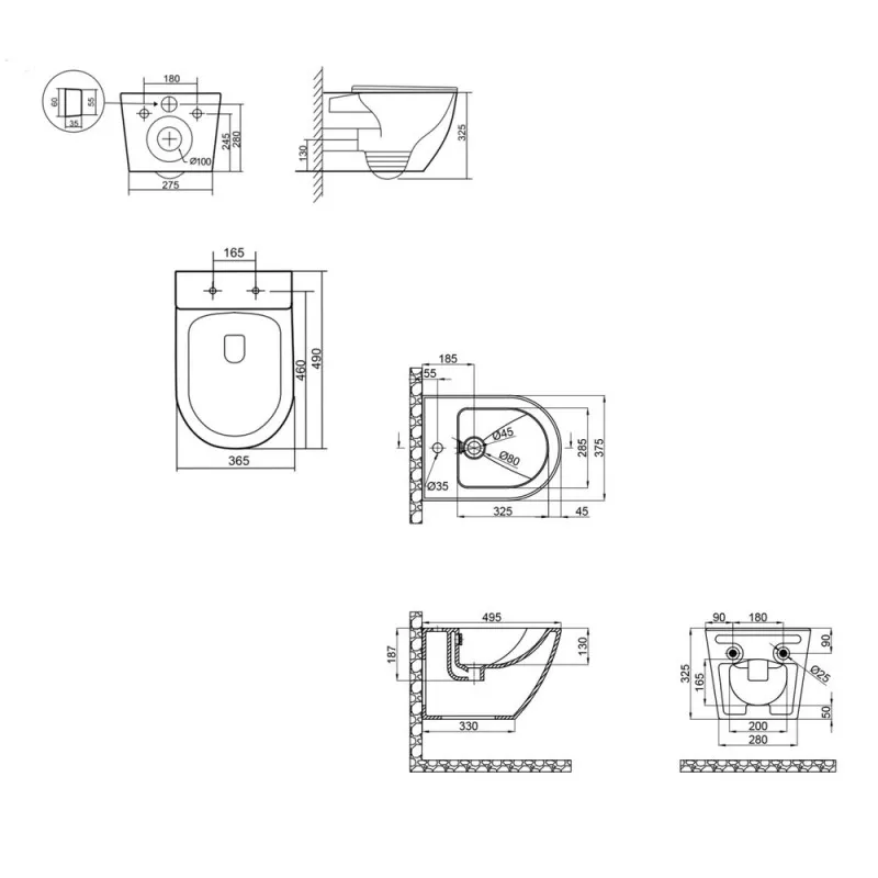 Комплект Qtap Robin Matt Black 2 в 1: унитаз подвесной Ultra Quiet QT13332381АSMB + биде подвесное QT1355046FMB (SD00053752) Фото - 7