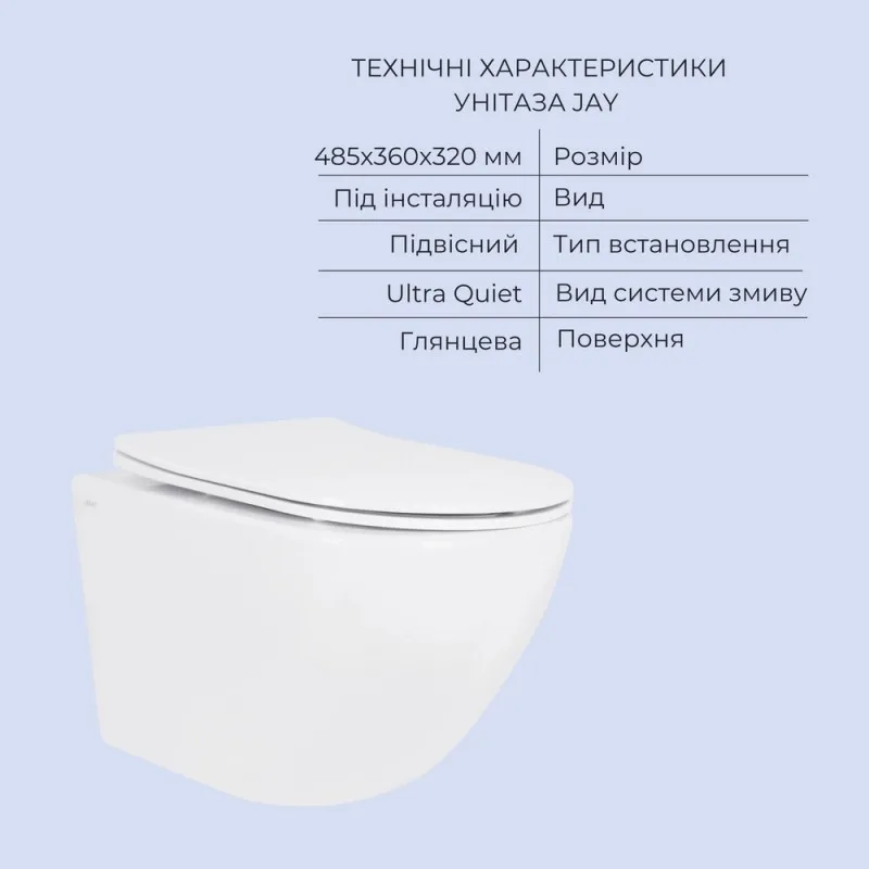Акційний набір: Унітаз підвісний Qtap Jay Ultra Quiet + Tern Ultra Quiet кераміка білий (SD00054048) Фото - 6