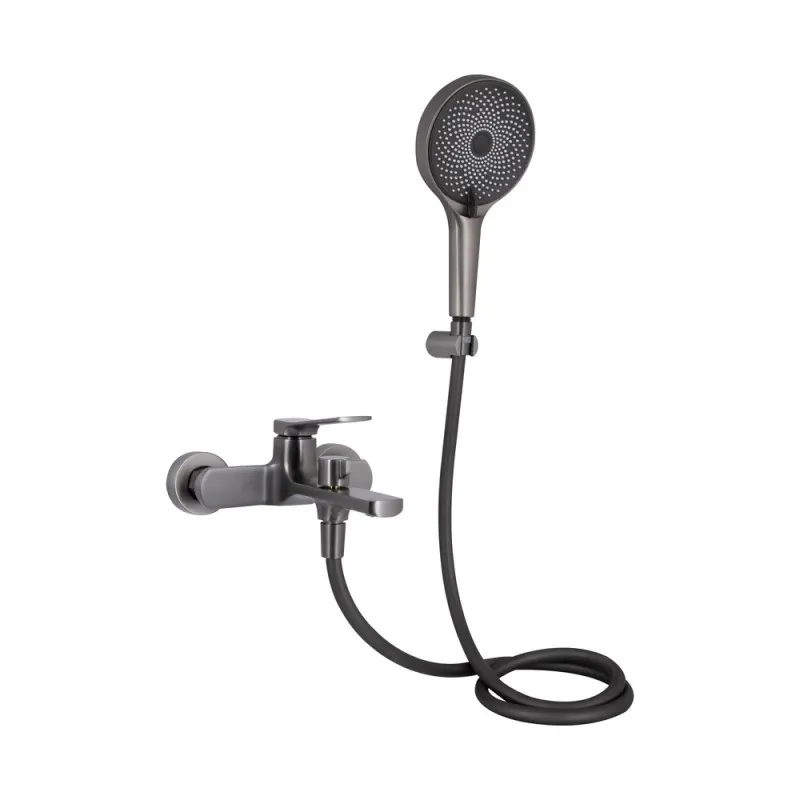 Смеситель для ванны Qtap Slavonice (с душевым гарнитуром) QTSLV259GMB48035 Gunmetal Black PVD (SD00054159)
