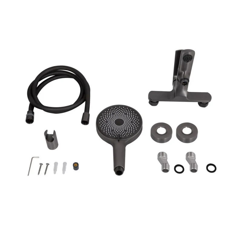 Смеситель для ванны Qtap Slavonice (с душевым гарнитуром) QTSLV259GMB48035 Gunmetal Black PVD (SD00054159) Фото - 1
