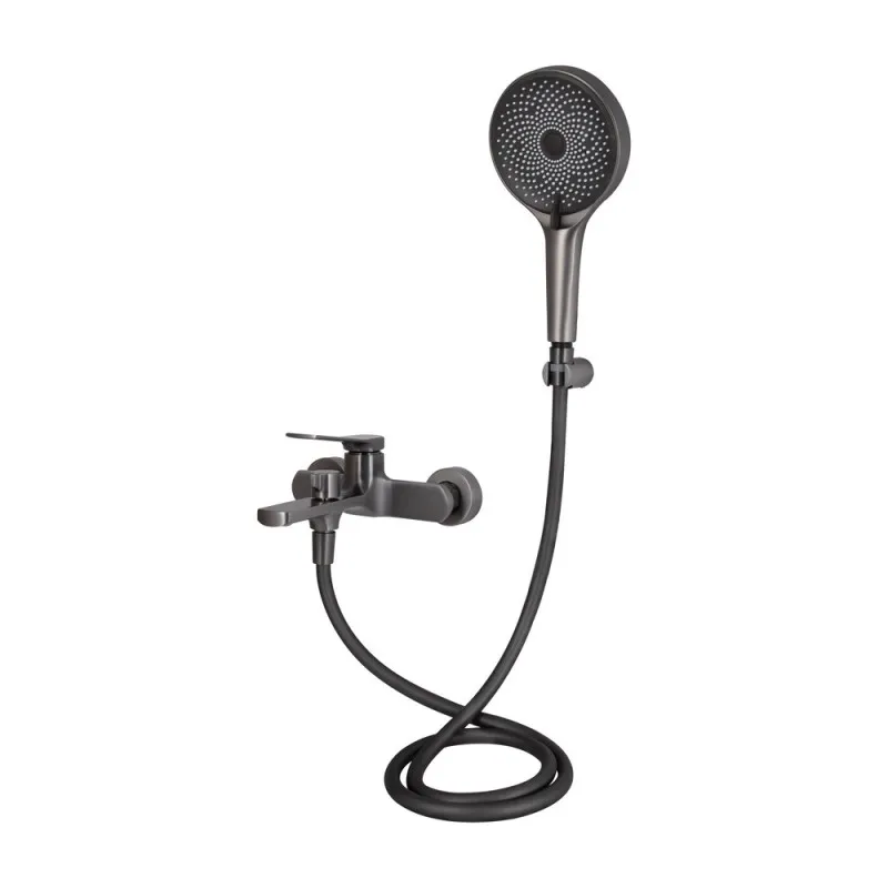 Смеситель для ванны Qtap Slavonice (с душевым гарнитуром) QTSLV259GMB48035 Gunmetal Black PVD (SD00054159) Фото - 5