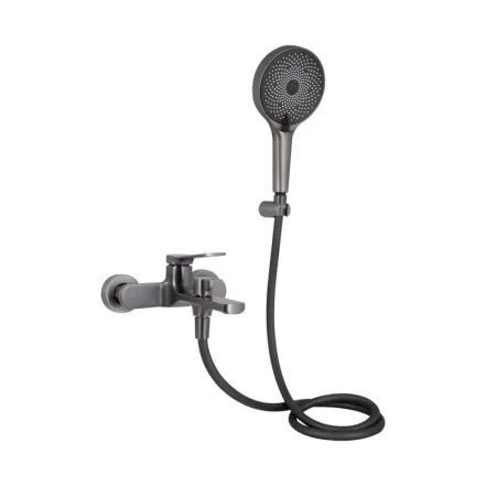 Змішувач для ванни Qtap Slavonice (з душовим гарнітуром) QTSLV259GMB48035 Gunmetal Black PVD (SD00054159)