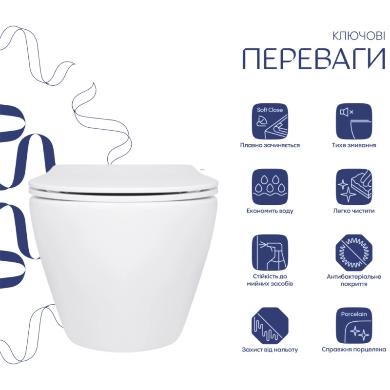 Унітаз підвісний Qtap Jay Rimless керамічний білий з сидінням Slim Duroplast (SD00054231) Фото - 5