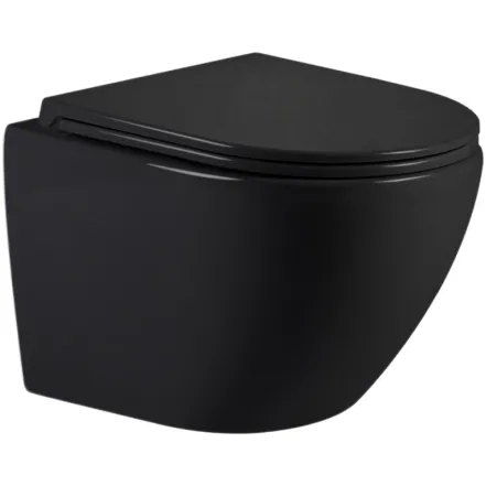 Унитаз подвесной Qtap Jay Ultra Quiet керамика Matt Black с сиденьем (SD00054232)