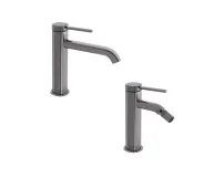 Комплект для умывальника+биде Qtap Robin Black Chrome: Смеситель для раковины QTROB1060M102K + Смеситель для биде QTROB2060102K