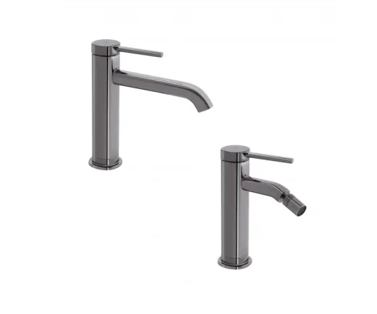 Комплект для умивальника+біде Qtap Robin Black Chrome: Змішувач для раковини QTROB1060M102K + Змішувач для біде QTROB2060102K