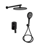 Комплект для душа Qtap Robin Black Chrome: Смесители QTROB4060102K+QTROB1060M102K+Тримач QT829910842854GRP+Шланг QTHADPVC160G+Лейка QTRUCA120R3GRP