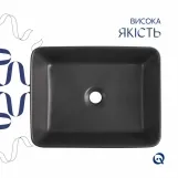 Раковина накладна Qtap Tern Кераміка Антрацит 480x370 мм з клапаном (SD00054300) Фото - 3