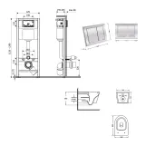 Готовое решение Qtap для ванной комнаты: подвесной унитаз Jay Ultra Quiet 520x360x320 + комплект инсталляции Nest 4 в 1 (квадратная клавиша Chrome) Фото - 1