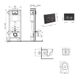 Готове рішення Qtap для ванної кімнати: підвісний унітаз Jay Ultra Quiet 520x360x320 + комплект інсталяції Nest 4 в 1 (кругла клавіша Black mat) Фото - 1