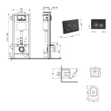 Готове рішення Qtap для ванної кімнати: підвісний унітаз Swan Ultra Quiet 520x360x320 + комплект інсталяції Nest 4 в 1 (кругла клавіша Black mat) Фото - 1