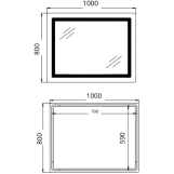 Дзеркало Qtap Cardinal (CA2) 1000х800 з LED-підсвічуванням QT0478C1008048455 (SD00054579) Фото - 1