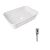Комплект Qtap Virgo N: Раковина накладная 560x380x130 мм, White, прямоугольная + Донный клапан Pop-up PU02