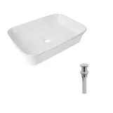Комплект Qtap Virgo N: Раковина накладна 560x380x130 мм, White, прямокутна + Донний клапан Pop-up PU02