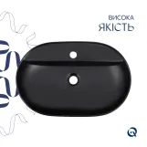 Комплект Qtap Scorpio: Раковина накладна 600x400x120 мм, Matt Black, овальна + Донний клапан Pop-up PU03 Фото - 3