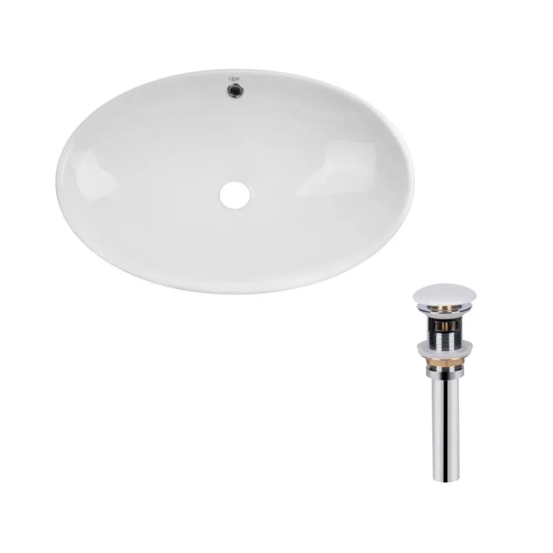 Комплект Qtap Dove: Раковина накладна 635x420x150 мм, White, овальна + Донний клапан Pop-up PU02O