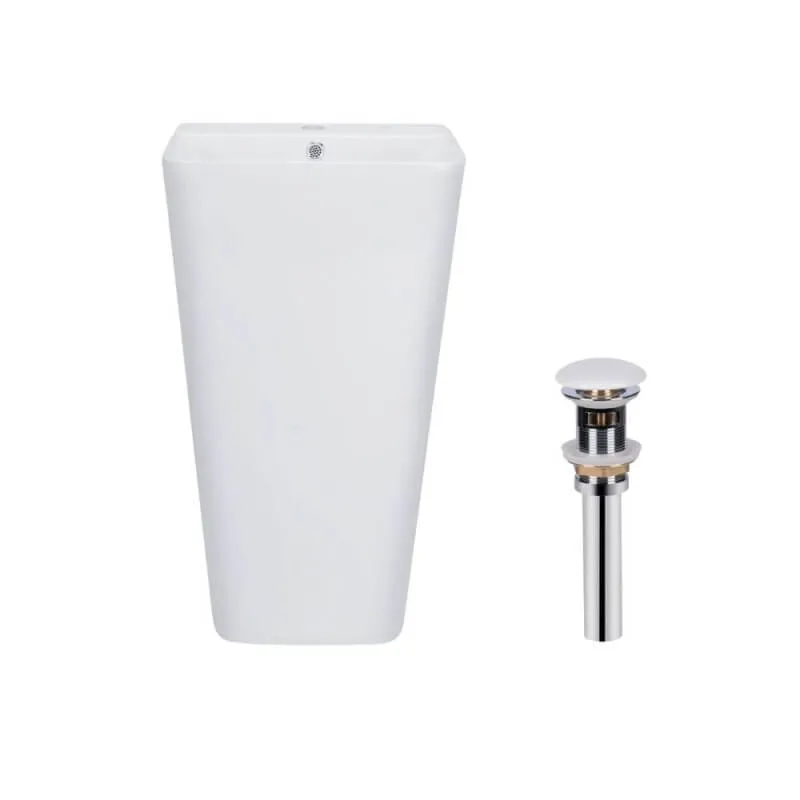 Комплект Qtap Tern: Раковина-моноблок підлогова 440x380x830 мм, White + Донний клапан Pop-up PU02O