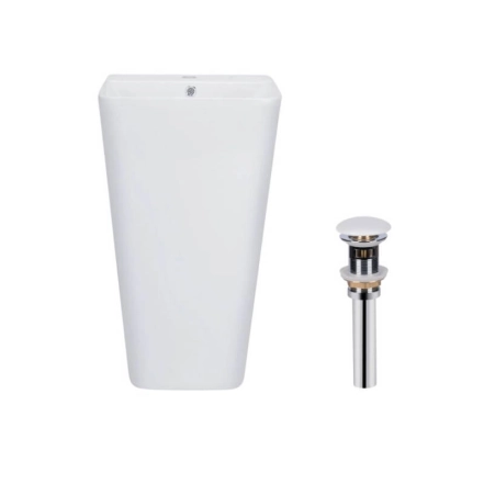 Комплект Qtap Tern: Раковина-моноблок підлогова 440x380x830 мм, White + Донний клапан Pop-up PU02O