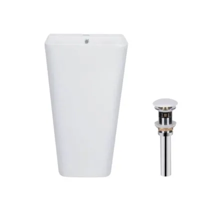 Комплект Qtap Tern: Раковина-моноблок напольная 440x380x830 мм, White + Донный клапан Pop-up PU02O