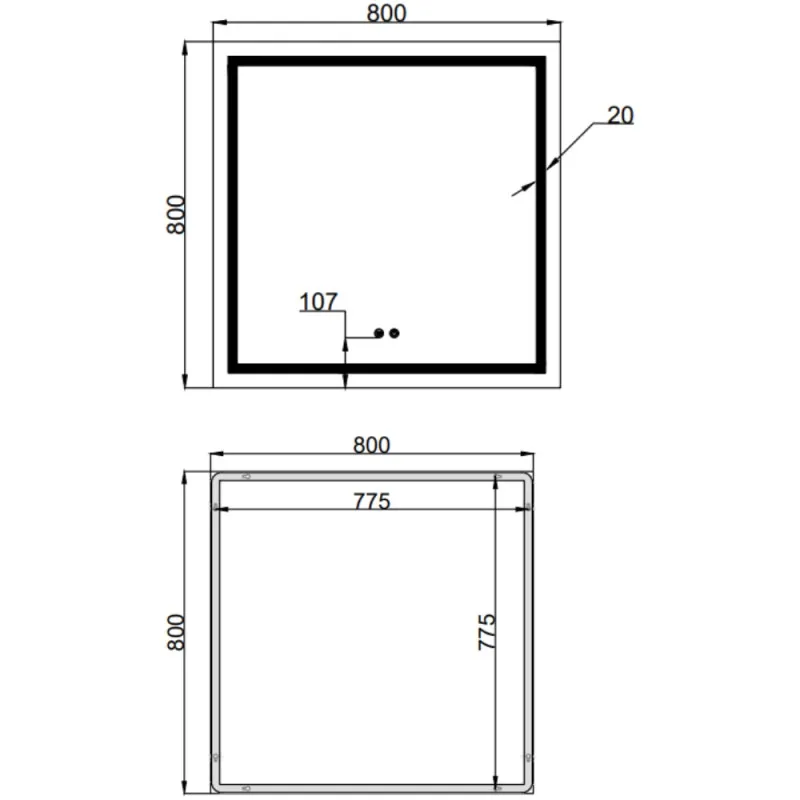 Дзеркало Qtap Mideya (MI1) 800x800 з LED-підсвічуванням QT2078NCF808048477 (SD00054601) Фото - 1