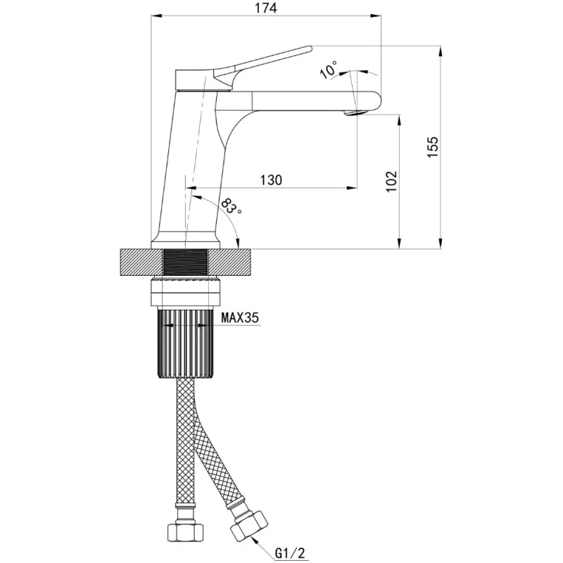 Змішувач для раковини низький Qtap Arvin  QTARV270CRM48638 Chrome (SD00054762) Фото - 7