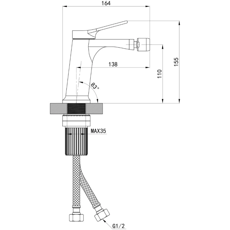 Змішувач для біде  Qtap Arvin QTARV255CRM48642 Chrome (SD00054766) Фото - 6