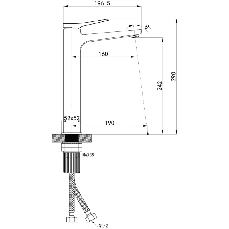 Змішувач для раковини високий Qtap Nando  QTNAN269CRM48650 Chrome (SD00054774) Фото - 6