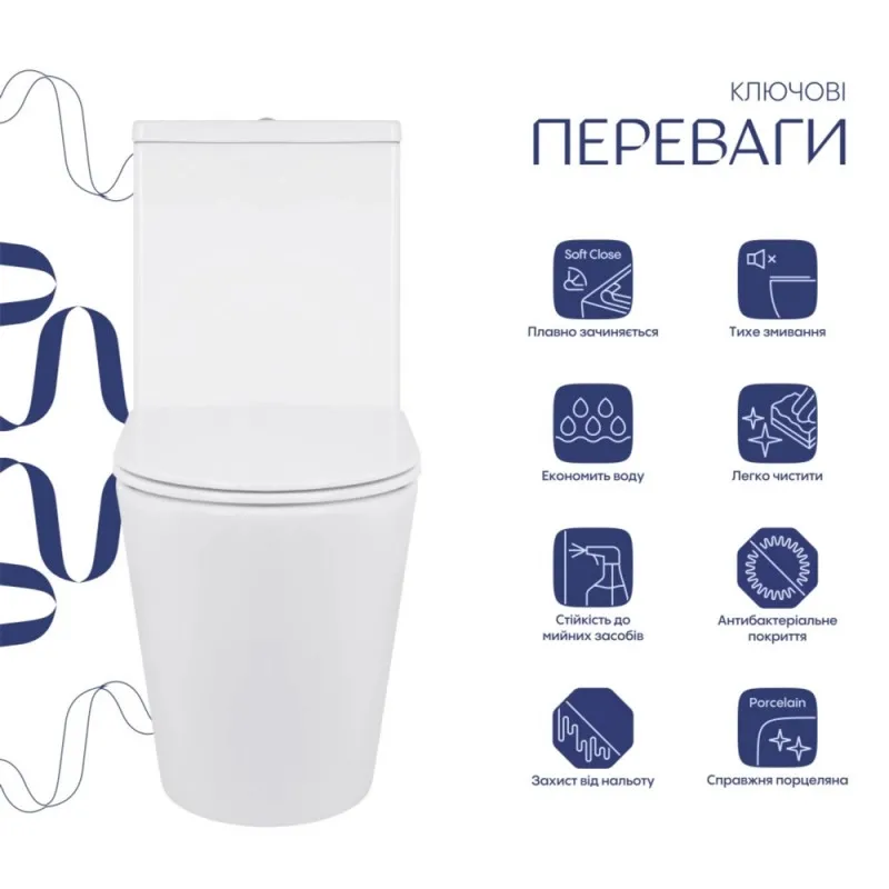 Унитаз напольный Qtap Swan Eco Керамика белый с сиденьем Soft-close (SD00054872) Фото - 8