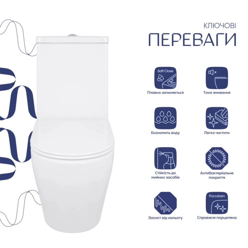 Унитаз напольный Qtap Jay Eco Ultra Quiet керамический белый с сиденьем Soft-close (SD00054873) Фото - 8