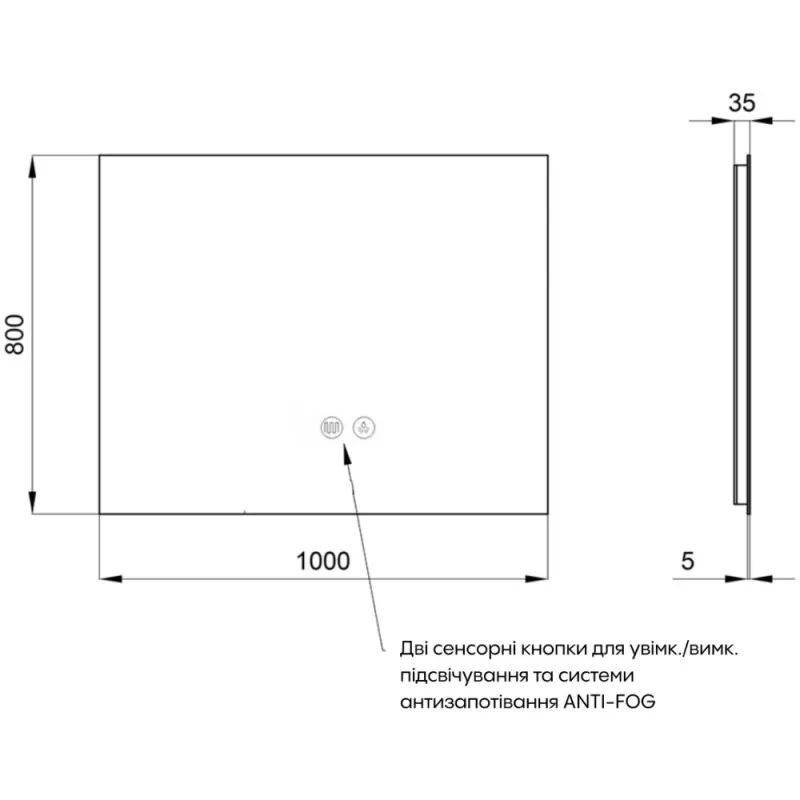 Зеркало Qtap Taurus (TA1) 1000×800 мм с LED-подсветкой QTTAU100080048956 (SD00055080) Фото - 7
