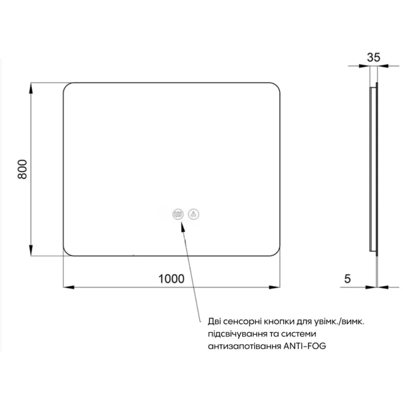 Дзеркало Qtap Taurus (TA2) 1000×800 мм з LED-підсвічуванням QTTAU100080048957 (SD00055081) Фото - 7