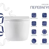 Унітаз підвісний Qtap Taurus Ultra Quiet Кераміка білий з сидінням Slim (SD00055240) Фото - 7