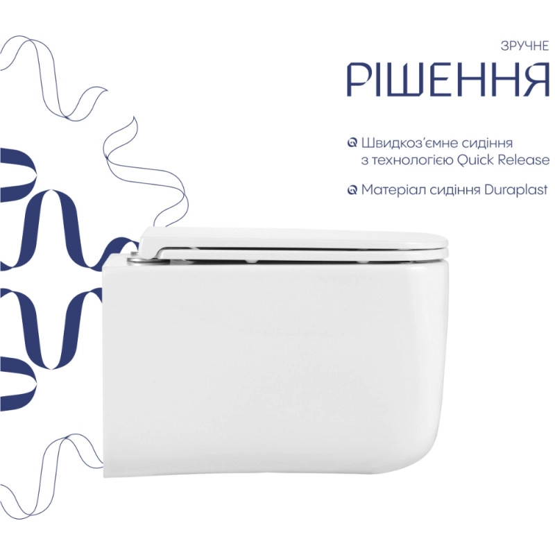 Унітаз підвісний Qtap Gemini Кераміка White з сидінням Slim Soft-close (SD00055243) Фото - 6
