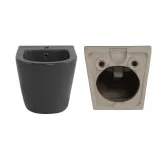 Комплект Qtap Robin Anthracite 3 в 1: підвісний унітаз Ultra Quiet + біде підвісне + раковина накладна QTROBAN49157 (SD00055281) Фото - 7