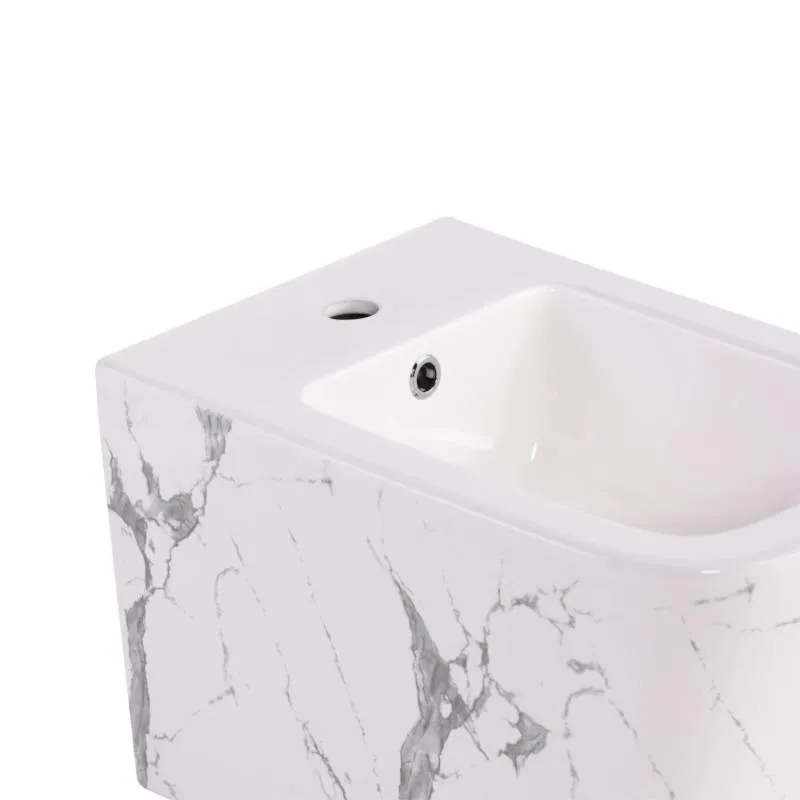 Комплект Qtap Tern Marble 3 в 1: подвесной унитаз Ultra Quiet + биде подвесное + раковина накладная QTTERMR49164 (SD00055288) Фото - 6